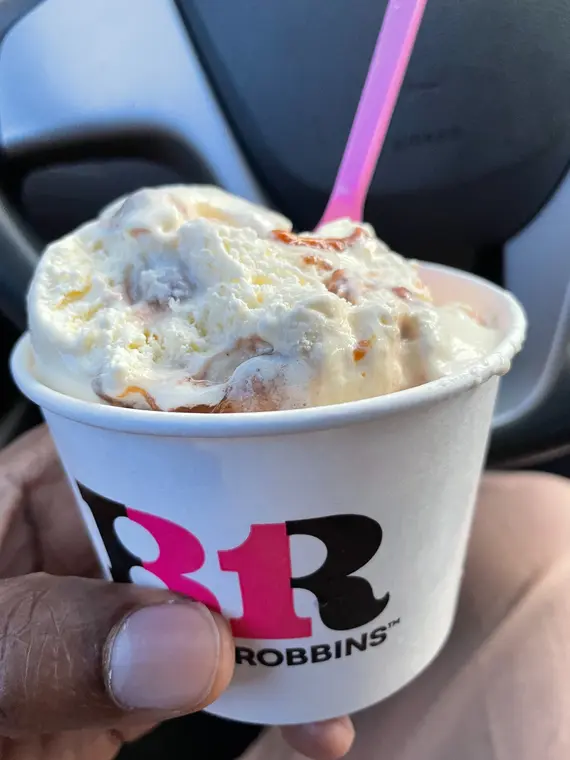 Cup of ice cream on a sunny day