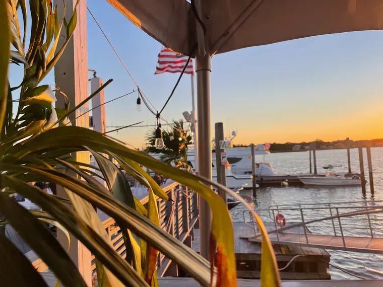 Warm sunset across a harbor